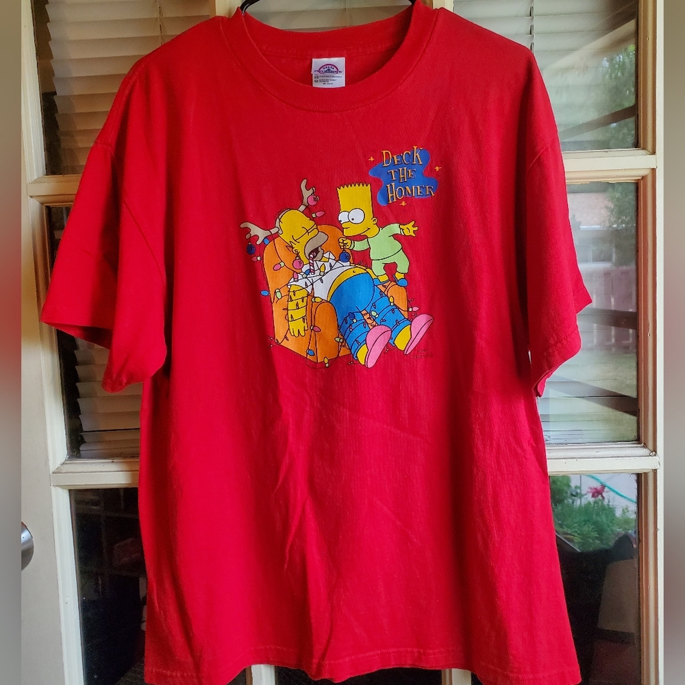 "Deck the Homer" Christmas T-Shirt, Red, Large